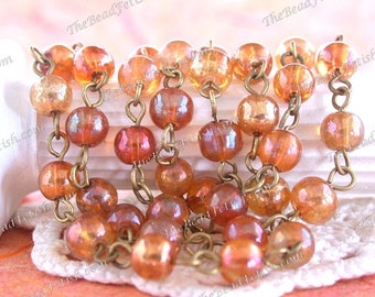 Tourmaline Wire Wrapped Chain 4mm Tourmaline with Sterling Silver Wire Wrap Rosary Style beaded Chain BY FOOT CHN-288
