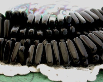 1 ~ 15 1/2" Strang schwarze Hornperlen, schwarze Horn-Stick-Perlen, recycelte Horn-Perlen, natürliche Horn-Perlen NAT-149