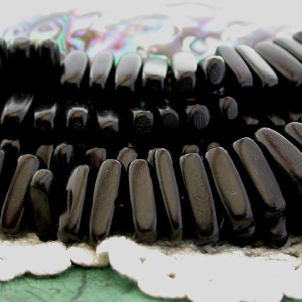 1 ~ 15 1/2" Strand Black Horn Beads, Black Horn Stick Beads, Recycled Horn Beads, Natural Horn Beads NAT-149