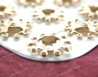 Bright Gold Plated Brass Flower Stampings, Vintage Style Flowers, Wedding Tiara Crown Hair Vine Craft Supplies, Made in USA STA-744