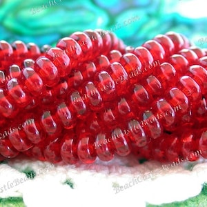 2 Strands, 200 ~ 4mm Czech Glass Rondelle Beads, Ruby Red Rondelles, Ruby Red Glass Spacers  CZ-031