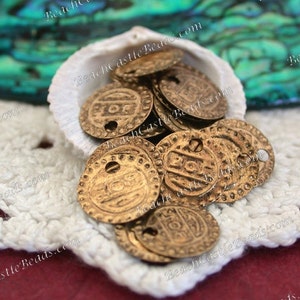 100 10mm Brass Coin Charms, Brass Coin Stampings, Belly Dancing Coins, Brass Coins for Costumes, Costume Supplies MB-015-100 image 3