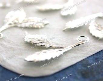 Bright Silver Plated Leaves Vintage Style Supplies Craft Supplies Jewelry Supplies Made in USA Wedding Supplies Silver Leaves STA-594