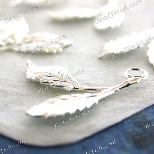 Bright Silver Plated Leaves Vintage Style Supplies Craft Supplies Jewelry Supplies Made in USA Wedding Supplies Silver Leaves STA-594