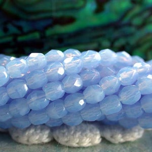 2 Srtands ~ 3mm Fire Polished Beads, Czech Glass Beads, Light Blue Opal Faceted Glass Beads, Limited Color Supply CZ-492