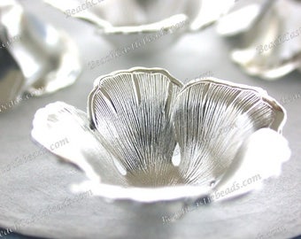 Bright Sterling Silver Plated Brass Flower Stampings Vintage Style Flowers Hat Making Wedding Hair Crafts Made in America USA STA-281