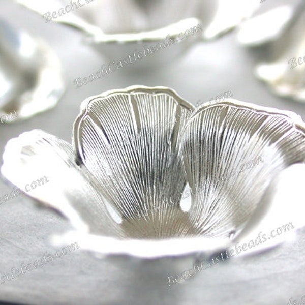 Bright Sterling Silver Plated Brass Flower Stampings Vintage Style Flowers Hat Making Wedding Hair Crafts Made in America USA STA-281