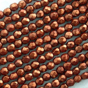 2mm Fire Polished Beads, Czech Glass Fire Polished Beads, Czech Glass Beads, Faceted Glass Beads, Patina Bronze Copper Beads CZ-489 image 2