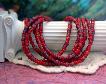 Antique Red and Purple White Hearts, Antique Venetian White Hearts, Antique Italian White Hearts, Antique Seed Beads, Trade Beads VB-007