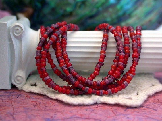 Antique venetian red white heart trade beads - Etsy 日本