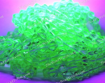 25 ~ 8mm Bicone UV Beads, Black Light Beads, Czech Glass Beads, Uranium Glass Beads, Vaseline Glass Beads, Party Beads CZ-728