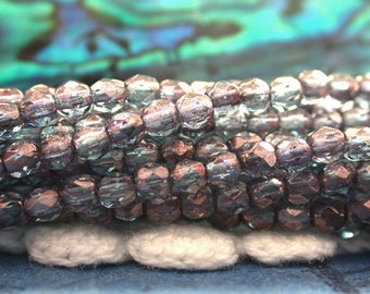 2 Strands ~ 100 Pieces 2mm Fire Polished Beads, Czech Glass Fire Polished Beads, Faceted Glass Beads, Luster Amethyst Sapphire Beads  CZ-468