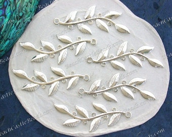 Bright Silver Leaves Vintage Style Supplies Scrap booking Craft Supplies Jewelry Supplies Made in USA Wedding Supplies Brass Leaves STA-269