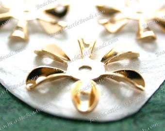 Closeout ~ Buy 1 Get 1 Free!  Bright Gold Plated Brass Flower Stampings, Vintage Style Flowers Made in USA  STA-520