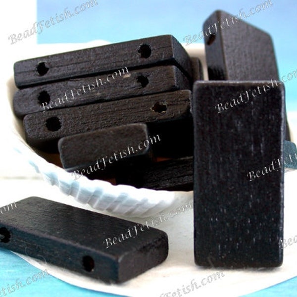 Bamboo Tile Beads, Black Bamboo Two Hole Spacers, Bamboo Craft Blanks, Bracelet Blanks DS-3205