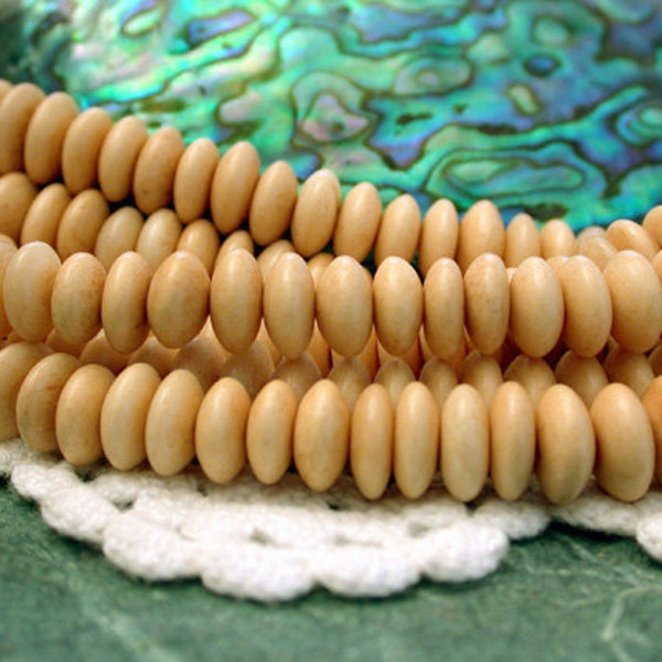 Bone Beads, 1 ~ 16" Strand 8 to 9mm Antiqued Bone Rondelle Beads, Natural Bone Beads, Recycled Bone Beads, Bone Spacer Beads NAT-121