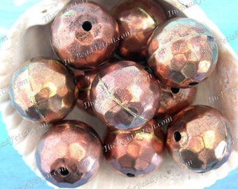 10 ~ 25mm Handcrafted Hammered Round Antiqued Copper Beads, Hollow Copper Beads, Macramé Beads, Rustic Boho Copper Beads  MB-114