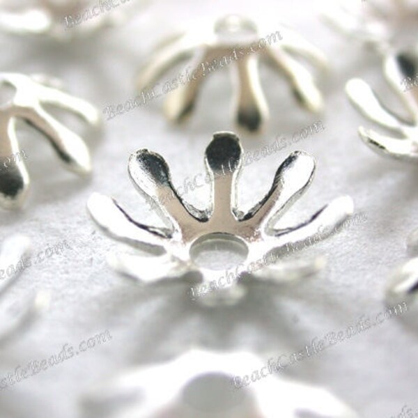 Bright Sterling Silver Plated Brass Flower Stampings Vintage Style Flowers Hat Making Wedding Hair Crafts Made in USA Silver Flowers STA-375