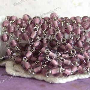 5 Feet ~ Rosary Chain, Beaded Chain, Medium Amethyst Bead Chain, Purple Bead Chain, Bead Chain, Jewelry Chain, Glass Bead Chain CHN-056