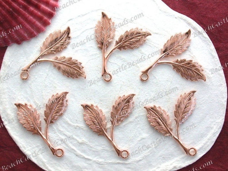 Rose Gold Leaves Rose Gold Leaf Stampings Vintage Style Rose Etsy