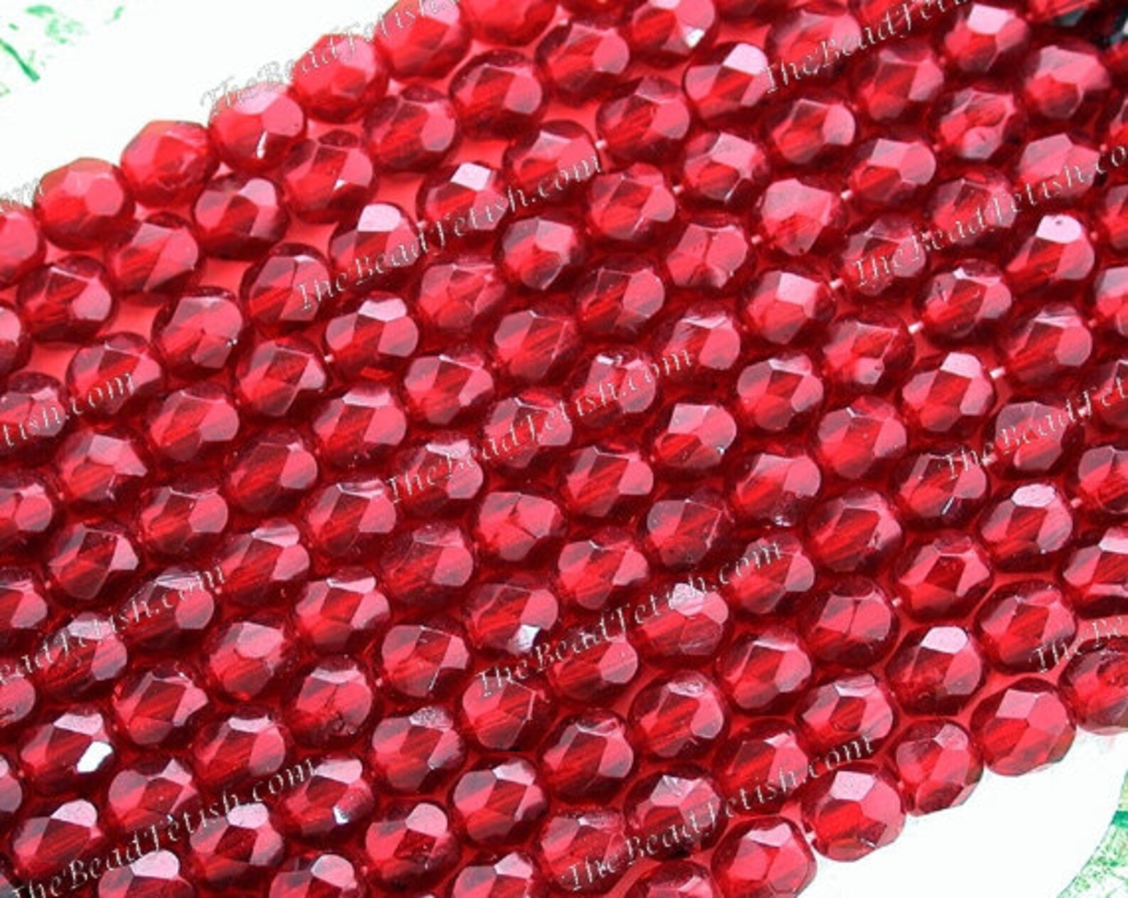2 Strands ~ 6mm Ruby Red Fire Polished, Czech Fire Polished Beads ...