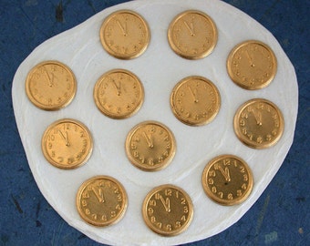 Raw Brass Clock Charms, Brass Clock Stampings, Scrap Booking, Collage, Steampunk, Craft Supplies, Card Making Supplies STA-005