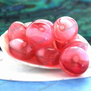 10 ~ 5 x 8mm Vintage West German Givre Rose Pink and White Puffy Spacer Beads, Pink Vintage Beads, Old Glass Beads VB-856