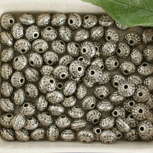 Antique Silver Color Brass Beads, Metal Beads, Large Hole Beads, Macrame Beads MB-029-100 image 1