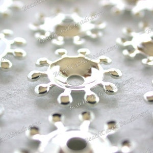 Bright Sterling Silver Plated Brass Flower Stampings Vintage Style Flowers Hat Making Wedding Hair Crafts Made in USA Silver Flowers STA-334