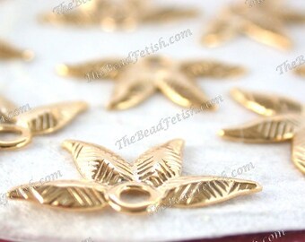 Bright Gold Plated Brass Leaf Stampings, Vintage Style Leaves, Tiara Crown Hair Vine-Wreath Craft Supplies, Made in USA STA-1009