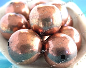 10 ~ 25mm Round Copper Beads, Handcrafted Hollow Copper Beads, Large Hole Beads, Macramé Beads  MB-098-10