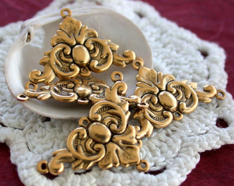 Brass Stampings Antique Gold Findings Vintage Style Etsy