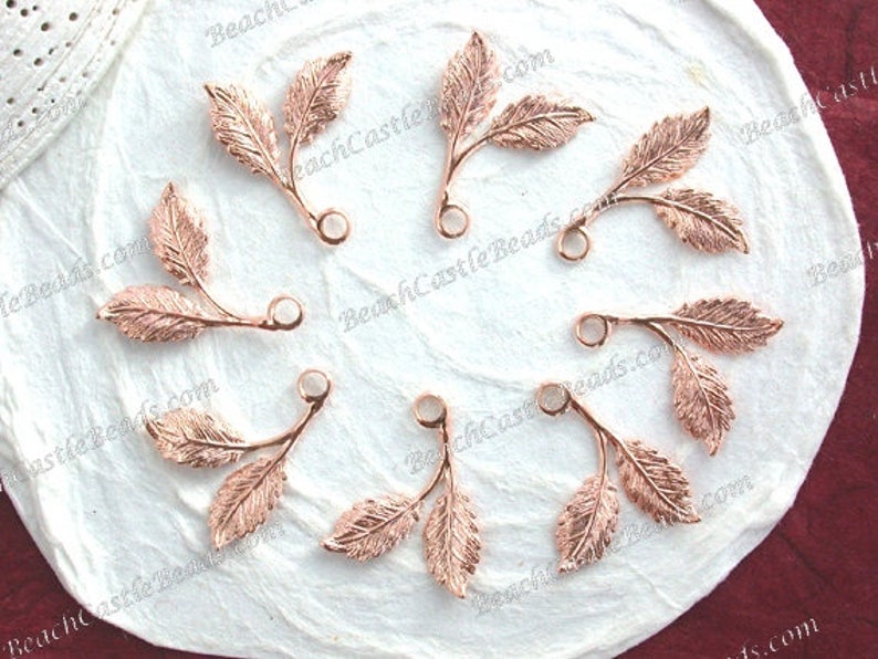 Rose Gold Leaves Rose Gold Leaf Stampings Vintage Style Leaf Etsy