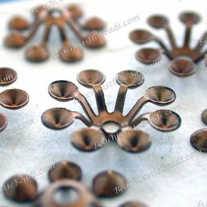 Raw Brass Flower Rhinestone Settings, Vintage Style Brass Jewelry Findings Supplies, Made in America USA, Hair Craft Supplies STA-347