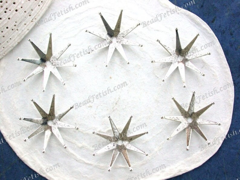 Antique Sterling Silver Plated Brass Flower Stampings Vintage Style Flowers Hat Making Wedding Hair Crafts Made in USA Silver Flower STA-599 image 2