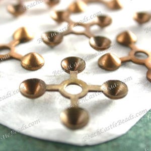 Raw Brass Star Style Multi-Rhinestone Settings, Vintage Style DIY Wedding Tiara Crown Hair Vine Craft Supplies, Made in USA ~  STA-445