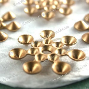 Raw Brass Flower Multi-Rhinestone Settings, Vintage Style DIY Wedding Tiara Crown Hair Vine Craft Supplies, Made in USA ~ STA-439