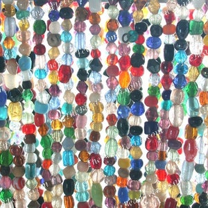 12 Strands ~ 36&quot; Hand Crafted Rustic Boho Lampwork Glass Beads, Primitive Hand Wound Glass Beads Red Orange Yellow Green Blue Black GB-035