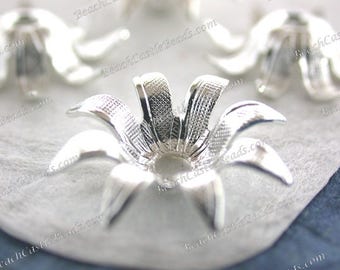 Bright Sterling Silver Plated Brass Flower Stampings Vintage Style Flowers Hat Making Wedding Hair Crafts Silver Flowers Made in USA STA-418