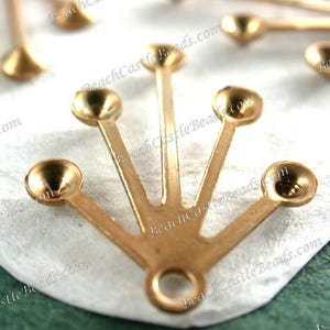 Raw Brass Princess Rhinestone Settings, Vintage Style DIY Wedding Tiara Crown Hair Vine Craft Supplies, Made in USA ~  STA-456