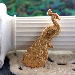 Peacock Charms, Brass Peacock Stampings, Peacocks, Birds, Collage, Scrapbooking, Card Making Supplies STA-024