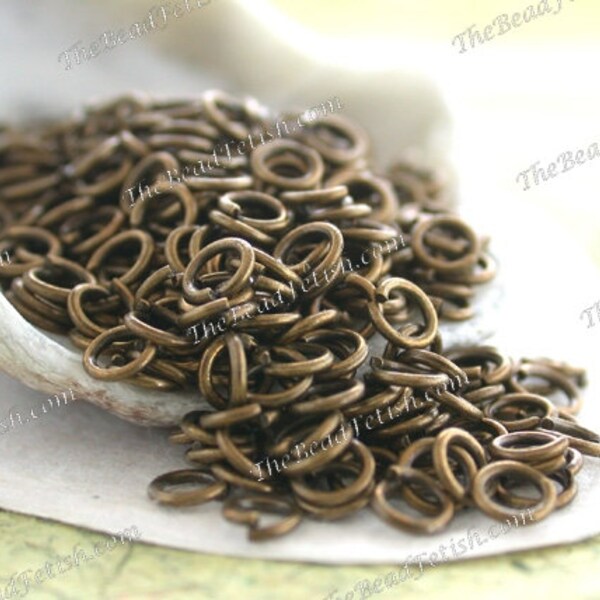 4mm Antique Bronze Plated Steel Jumprings, Antiqued Brass Jumprings, Jewelry Findings Links,  Unsoldered Jumprings FIN-065