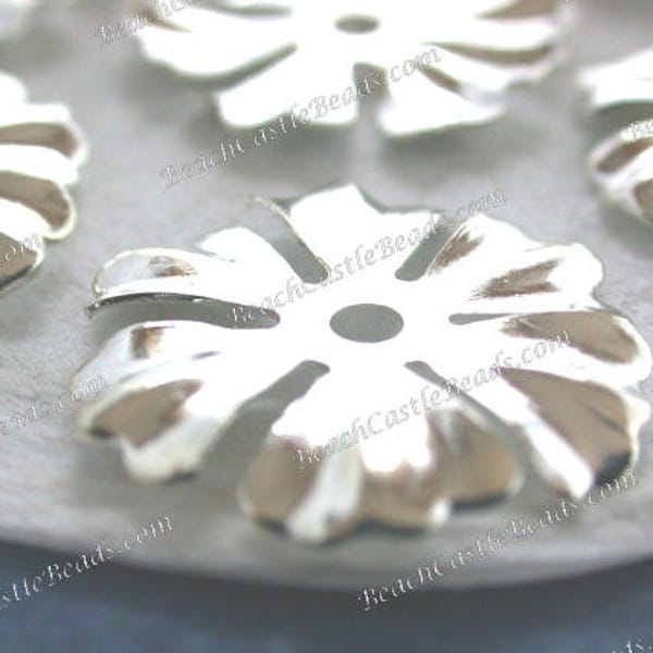 Bright Sterling Silver Plated Brass Flower Stampings Vintage Style Flowers Stars Hat Making Wedding Hair Crafts Made in America USA STA-373