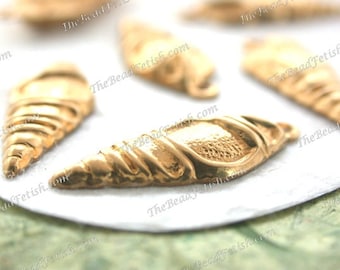 Raw Brass Shell Charms, Brass Shell Stampings, Shells, Made in USA STA-973