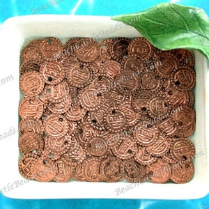 100 ~ 10mm Coin Charms, Copper Coin Stampings, Belly Dancing Coins, Copper Coins, Costume Supplies  MB-013-100