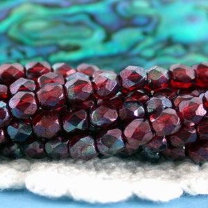 4mm Firepolished Beads, Ruby Vega, Czech Glass Fire Polished Beads, Czech Glass Beads,  CZ-288