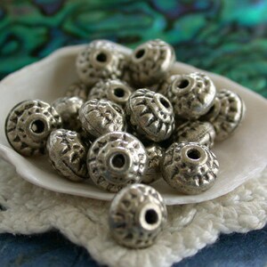 Antique Silver Color Brass Beads, Metal Beads, Large Hole Beads, Macrame Beads MB-029-100 image 2
