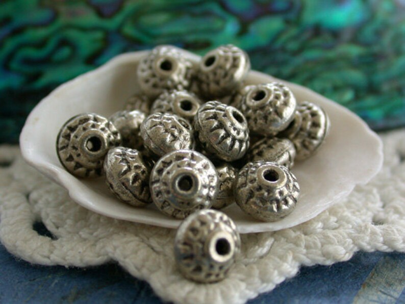 Antique Silver Color Brass Beads, Metal Beads, Large Hole Beads, Macrame Beads MB-029-100 image 2