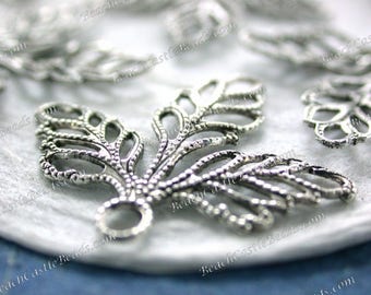 Antique Sterling Silver Plated Brass Leaves Vintage Style Hair Craft Jewelry Supplies Made in USA Wedding Supplies Silver Ox Leaves  STA-322