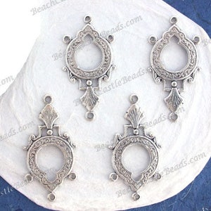 Antique Silver Stampings, Vintage Style, Links, Connectors, Earring Findings, Antique Silver Plated Brass Stampings, Made in USA ~ STA-583